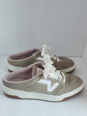 Women’s Taupe Suede Lace-Up Slip-on Sneakers with Pink Lining And Details